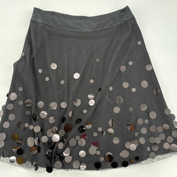Ann Taylor Paillette Skirt 8 Black Tulle Sequin Satin Glam Cocktail - Picture 3 of 6